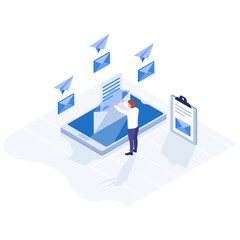 
Isometric illustration design of send mail 
