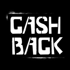 Cash back stencil graffiti lettering on black background. Design lettering templates for greeting cards, overlays, posters