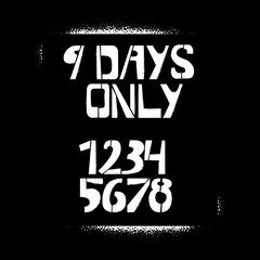 Set of stencil graffiti lettering with numbers and Days Only on black background. Design templates for sale, Black friday, shopping posters