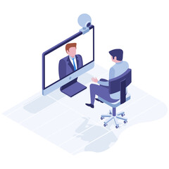 
Isometric illustration design of video conference 
