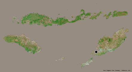 Fototapeta premium Nusa Tenggara Timur, province of Indonesia, on solid. Satellite
