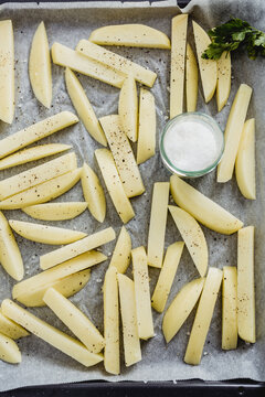 Prepared potatoes for oven