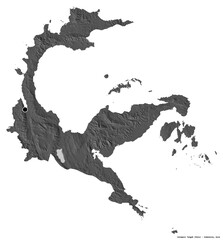 Sulawesi Tengah, province of Indonesia, on white. Bilevel