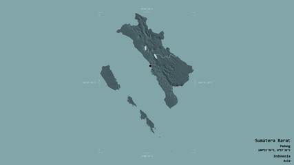 Obraz premium Sumatera Barat - Indonesia. Bounding box. Administrative