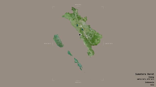 Sumatera Barat - Indonesia. Bounding box. Satellite