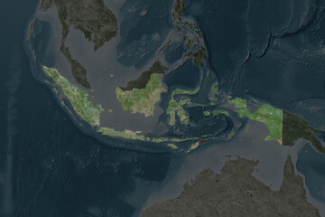 Indonesia. Neighbourhood desaturated. Satellite