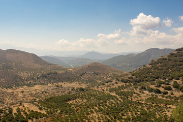 Fototapeta premium Mountains on a sunny day, Landscape photo, Green Hills.
