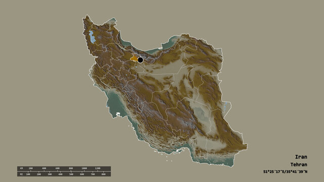 Location of Alborz, province of Iran,. Relief