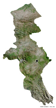 Ardebil, province of Iran, on white. Satellite