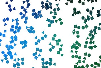 Light Blue, Green vector texture in poly style with circles, cubes.