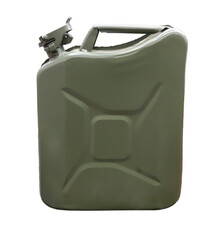 green canister isolated on white background. auto fueling concept