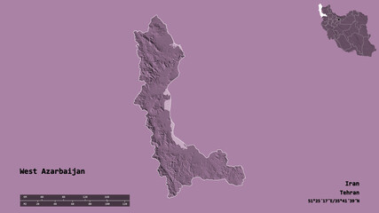 West Azarbaijan, province of Iran, zoomed. Administrative