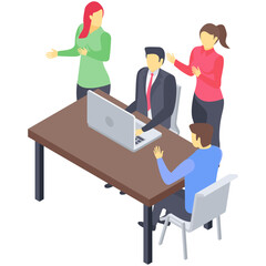 
Icon of table talk isometric design.
