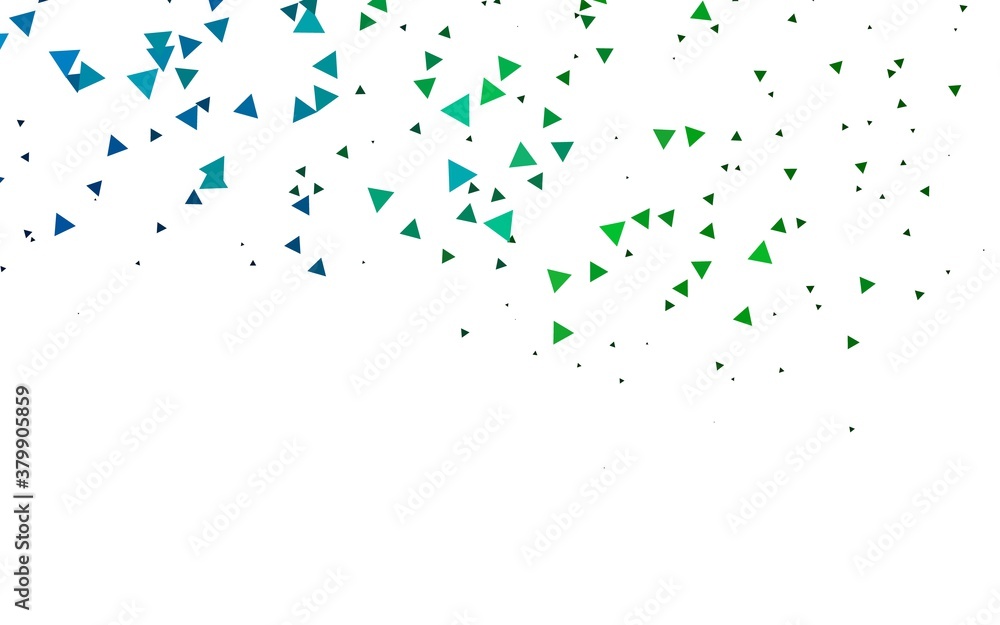 Poster light blue, green vector background with triangles. glitter abstract illustration with triangular sh