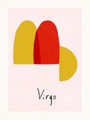 Abstract nursery art zodiac Virgo. Scandinavian design. Poster horoscope art. Astrology Virgo illustration modern style. Hand draw zodiac symbol. 