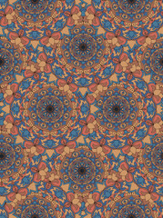 Oriental colorful garden mandala ornaments - seamless pattern