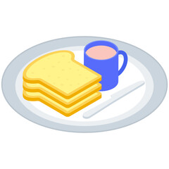 
Breakfast icon in isometric design 
