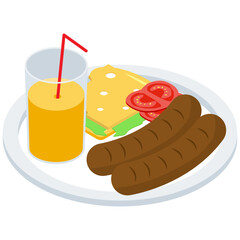 
Meal platter icon in isometric design 
