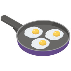 
Fried eggs icon in isometric design 
