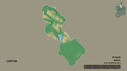 Leitrim, county of Ireland, zoomed. Relief