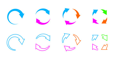 Set colour circle arrows. Vector Icons refresh and reload. Graphic for website.