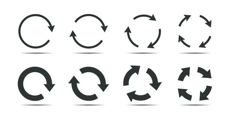 Set of grey circle arrows. Vector Icons. Graphic for website.
