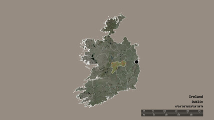 Location of Offaly, county of Ireland,. Satellite
