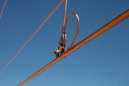Closeup of a catenary wire