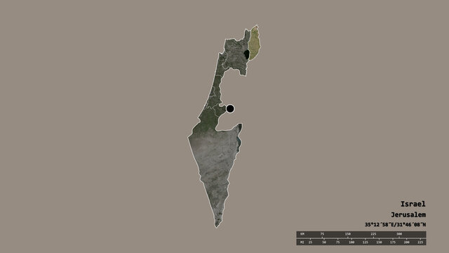 Location of Golan, district of Israel,. Satellite