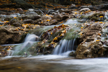 Waterfall Kosyvskiy Huk in the Carpathian mountains, Ukraine