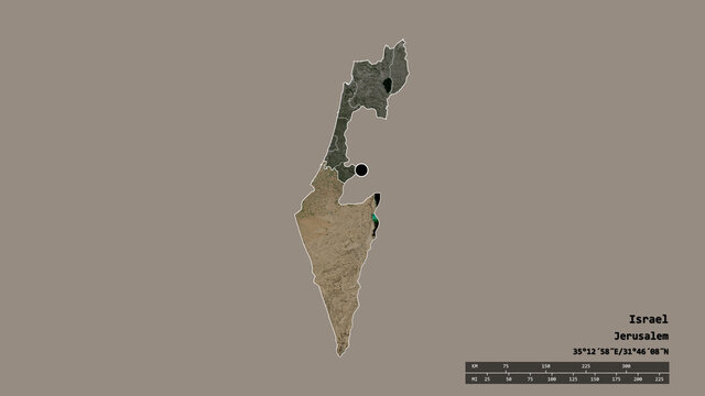 Location of HaDarom, district of Israel,. Satellite