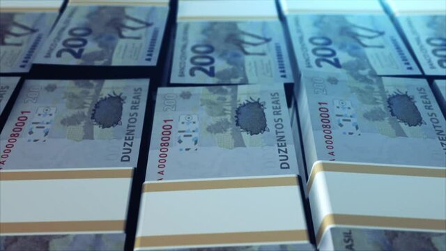 Packs of Brazilian Real Money - Banknotes 200 Reais Dinheiro Notas