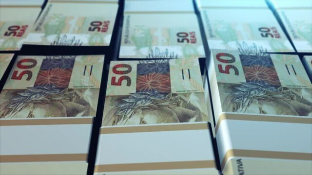 Packs of Brazilian Real Money - Banknotes 50 Reais Dinheiro Notas