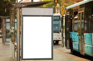 Blank advertising billboard mockup and template or light billboards with copy space for text or...