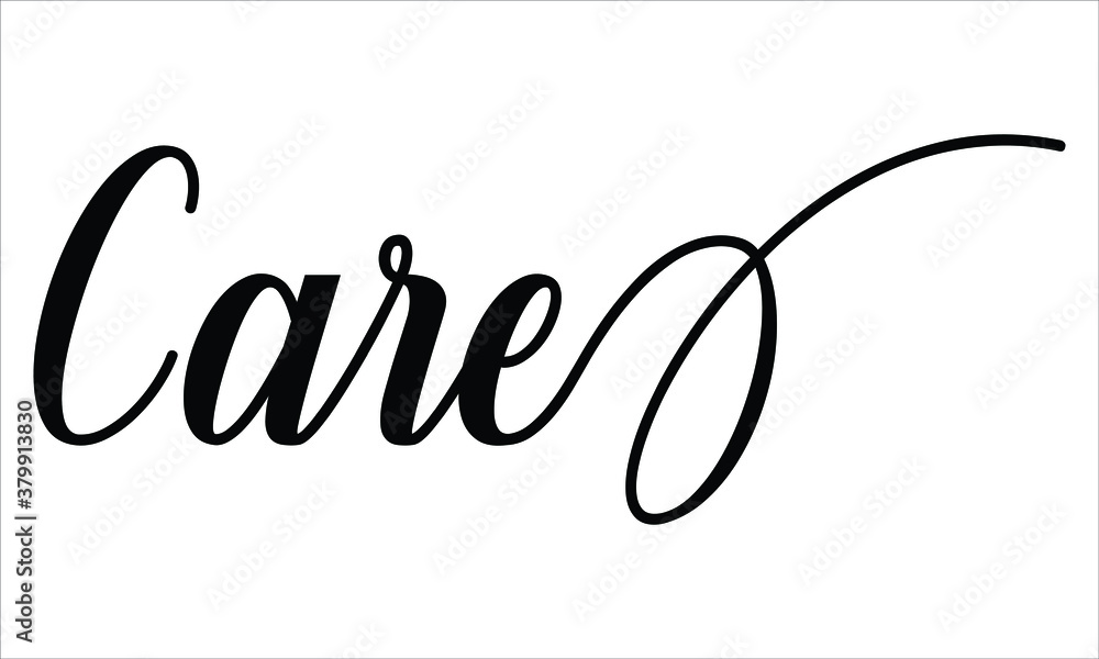 Poster care script cursive calligraphy typography black text lettering script cursive and phrases isolated 