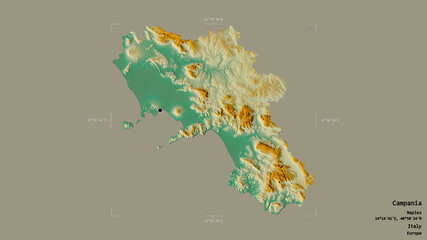 Campania - Italy. Bounding box. Relief