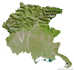 Friuli-Venezia Giulia, autonomous region of Italy, on white. Satellite © Yarr65