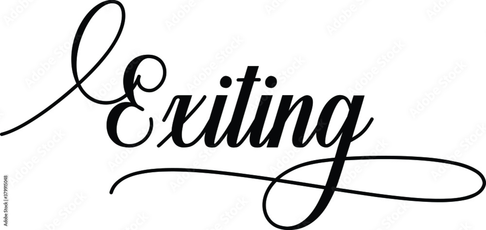 Aufkleber exiting script cursive calligraphy typography black text lettering script cursive and phrases isolat