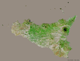 Sicily, autonomous region of Italy, on solid. Satellite