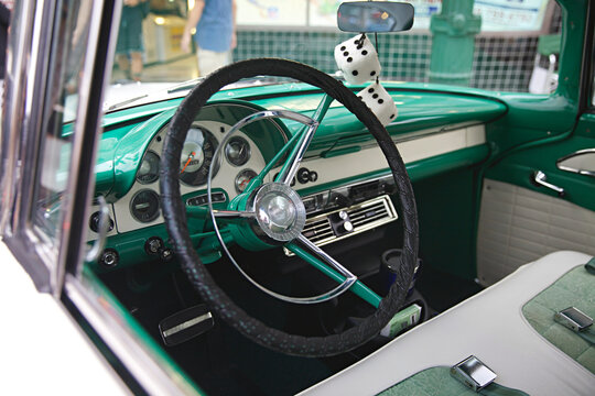 Retro Vintage hotrod car interior and dash
