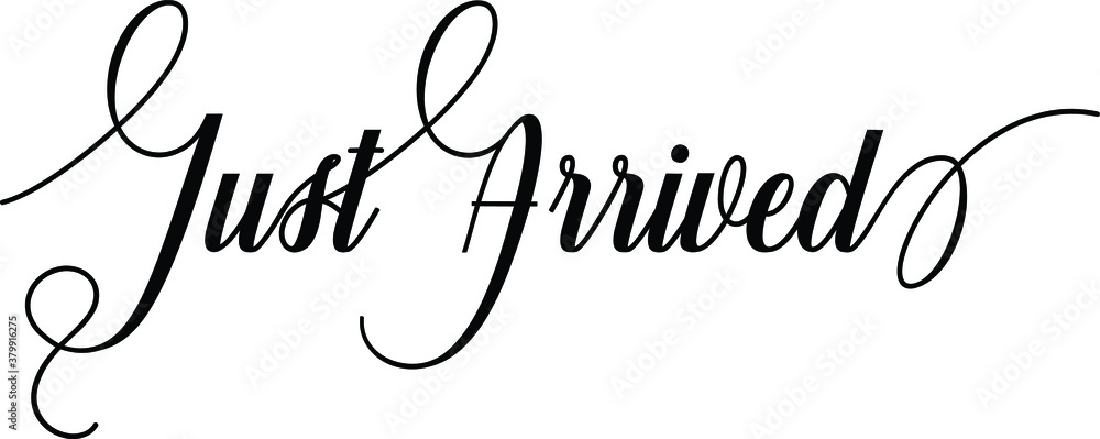 Aufkleber just arrived script cursive calligraphy typography black text lettering script cursive and phrases i