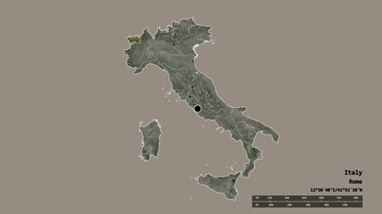 Location of Valle d'Aosta, autonomous region of Italy,. Satellite