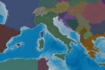 Italy outlined. Administrative