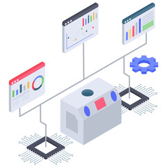 
Icon of data cleaning in isometric design
