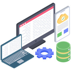 
Icon of data cleaning in isometric design
