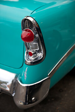 Close up of tail lights on classic American cars