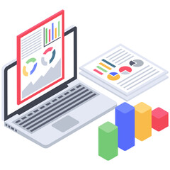 
Web analysis icon isometric design 
