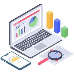 
Web analysis icon isometric design 
