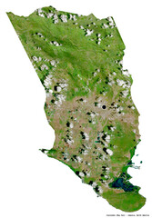 Clarendon, parish of Jamaica, on white. Satellite