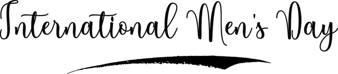 International Men's Day Calligraphy Handwritten Black Color Text On Yellow 
Background